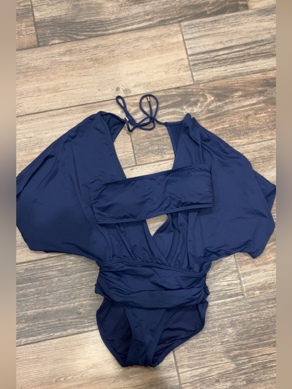 Vince Camuto Navy One-Piece Swimsuit with Flutter Sleeves